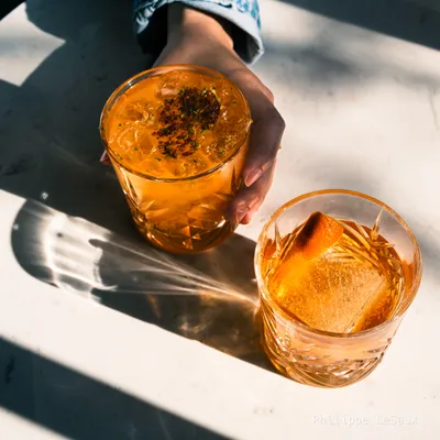 Two cocktails in the late afternoon sun