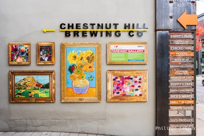 A sign of vendors at the Chestnut Hill Market