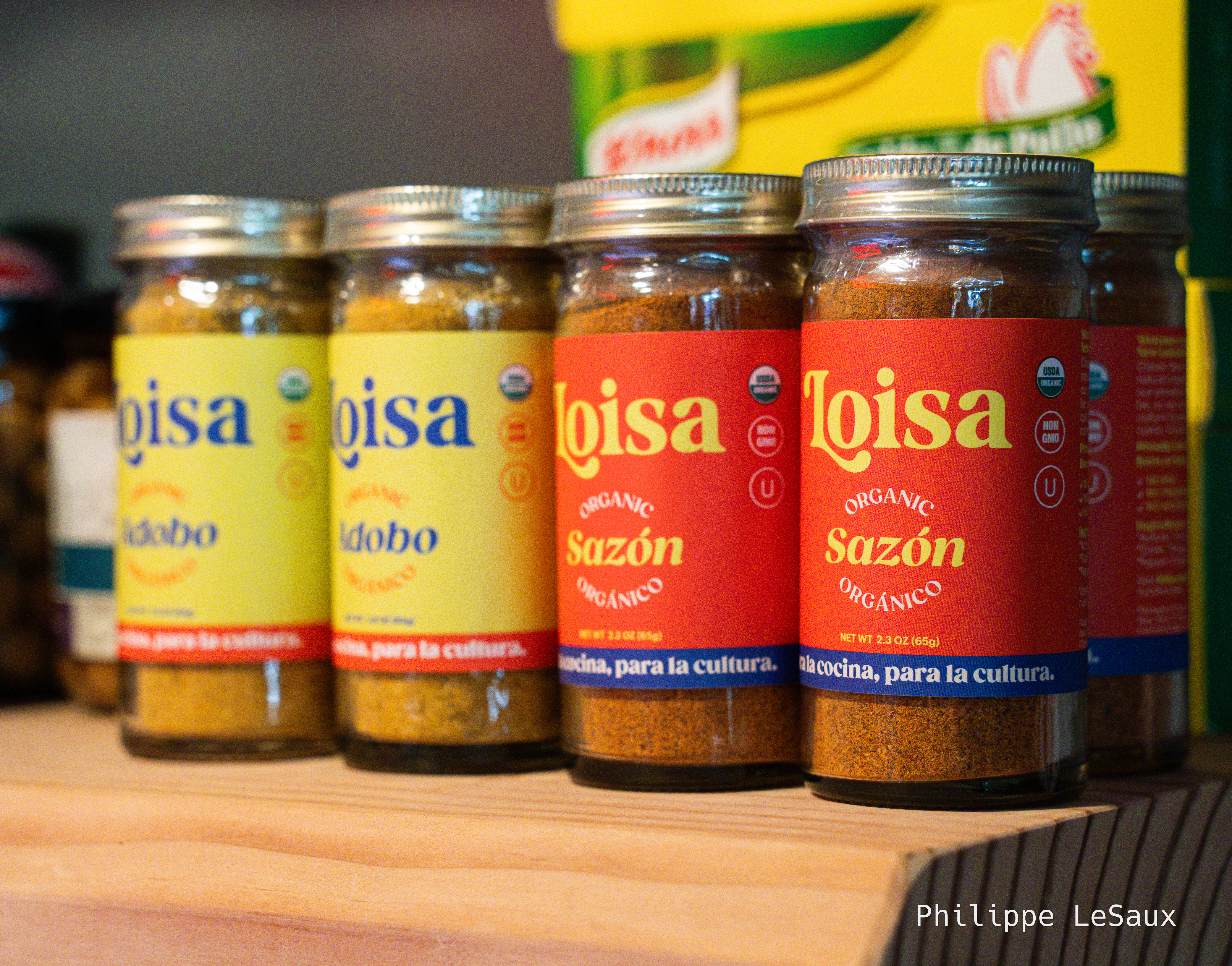 Close-up shot of spice jars