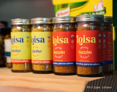 Close-up shot of spice jars