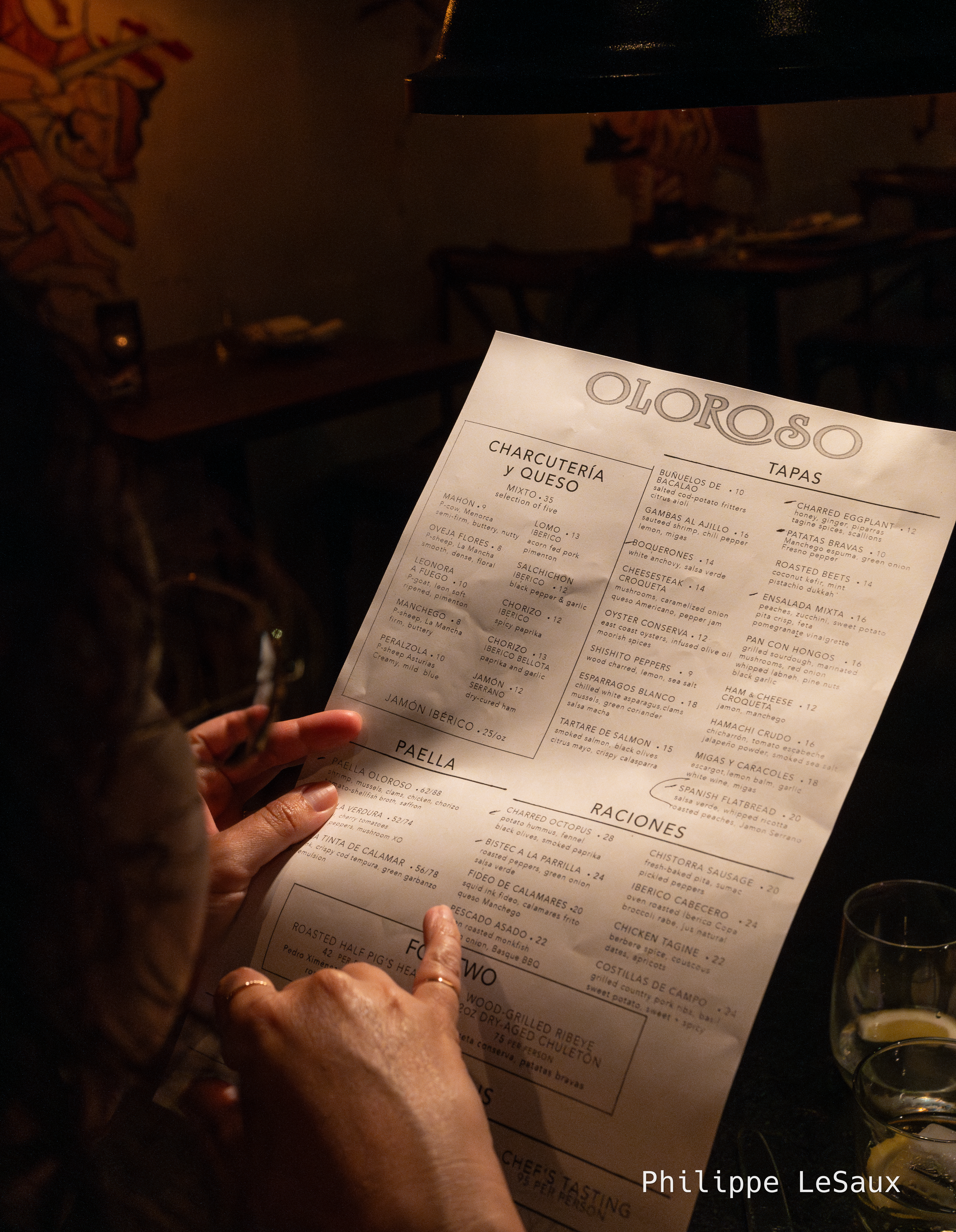 The menu at Olorosso